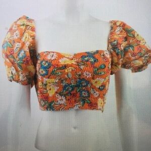 Floral Orange Crop Top